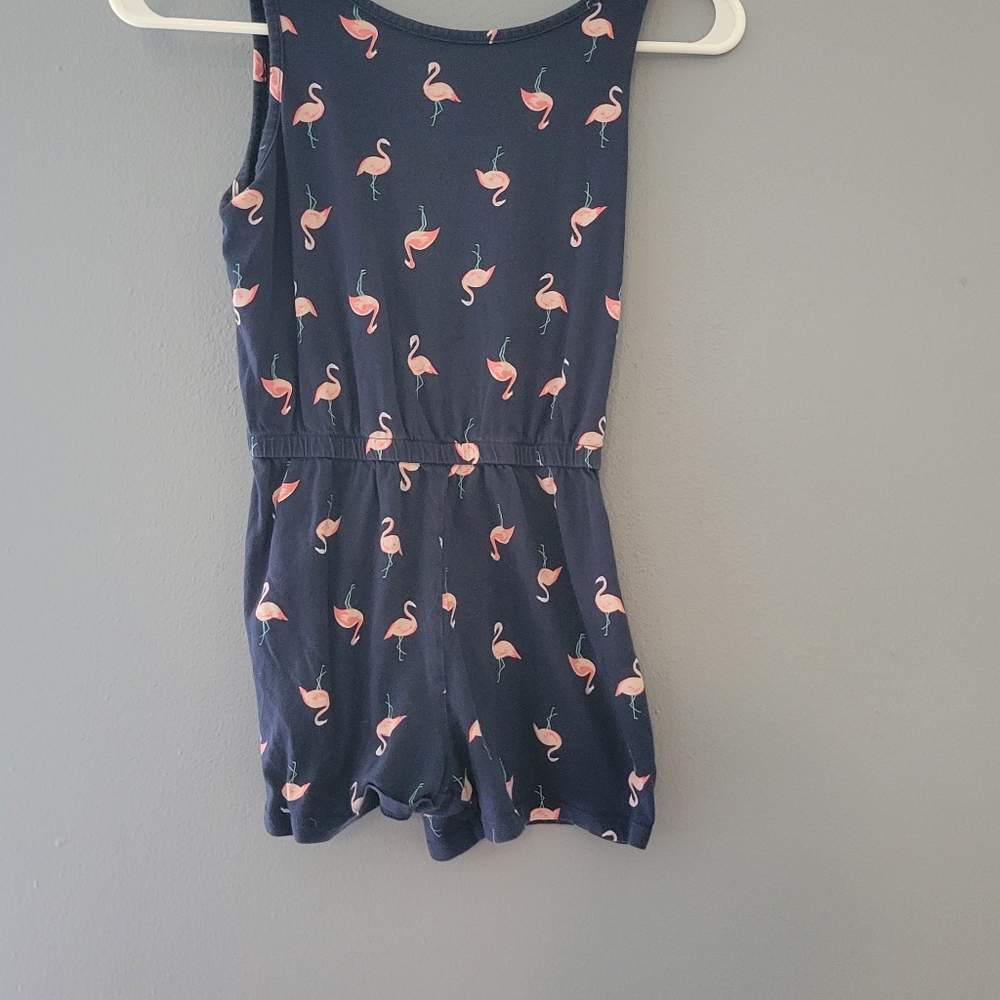 Old Navy Girls navy blue flamingo pattern romper size 10/12 lightly worn